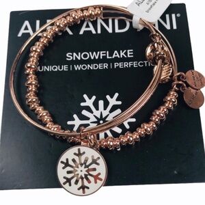 NWT Alex And Ani 2015 Limited Edition Holiday Rose Gold Snowflake Set